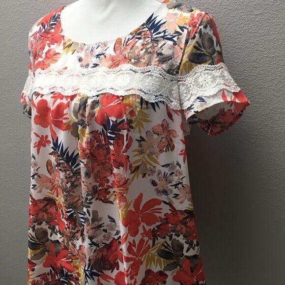 NY Collection Floral Blouse Petite Large - Picture 2 of 5